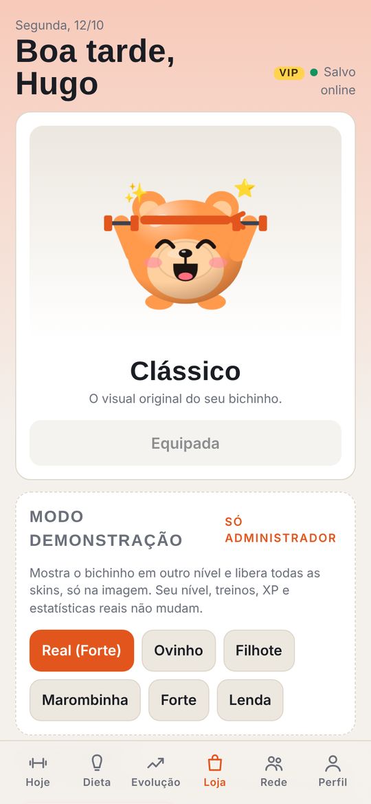 Tela de skins do Fortinho